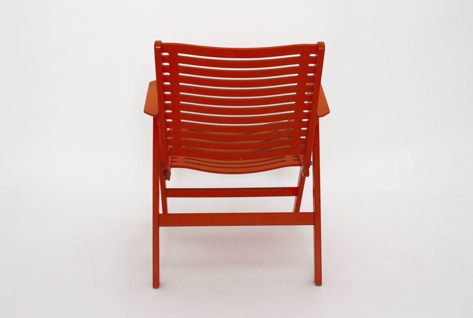 Roter klappbarer Sessel Rex von Niko Kralj 1952, Slowenien, Moderne der Mitte des Jahrhunderts (Buchenholz) im Angebot