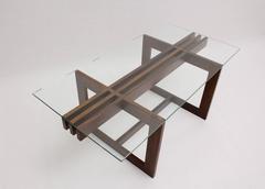 Scandinavian Modern Vintage Teak Rectangular Glass Coffee Table Denmark, 1960s