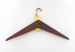 Mid Century Modern Vintage Walnut and Brass Cloth Hanger, Italy, circa 1960