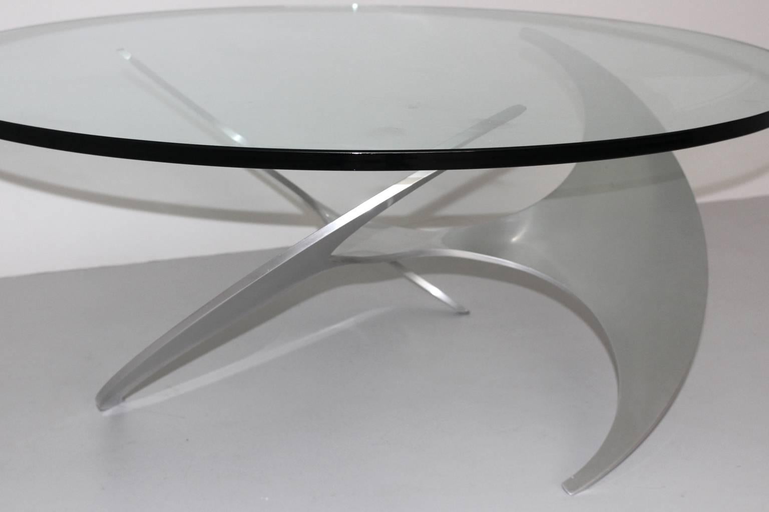 Polished Mid Century Modern Vintage Aluminum Coffee Table by Knut Hesterberg, circa 1964 For Sale