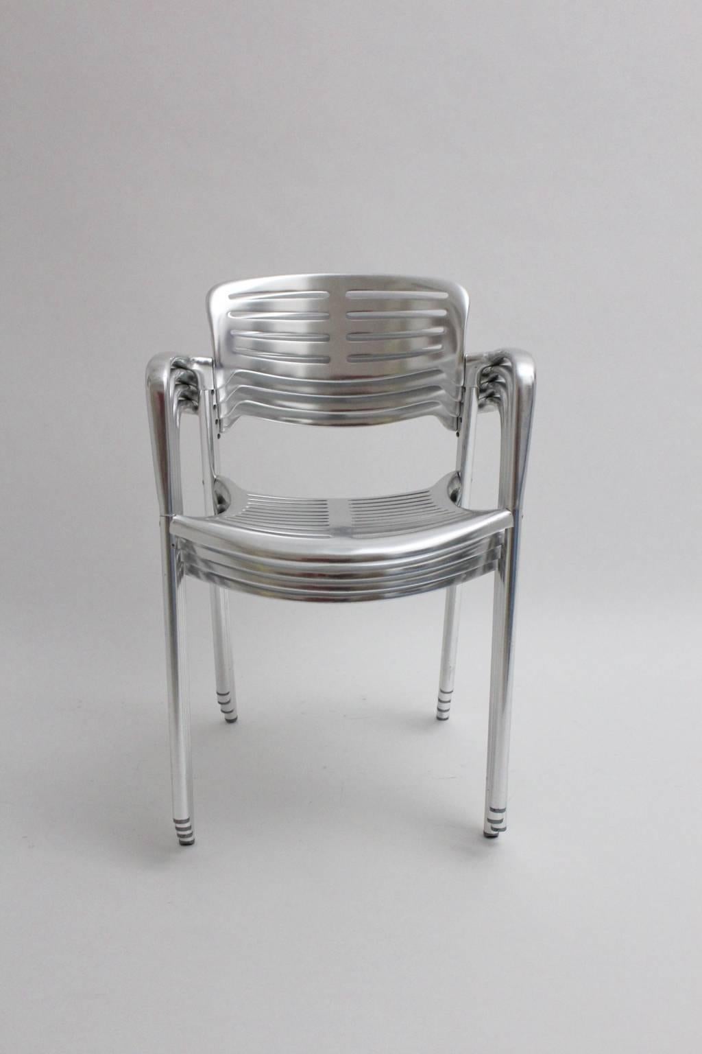 Cast Modern Aluminum Stacking Chairs Garden Chairs Dining Chairs Jorge Pensi 1980s For Sale