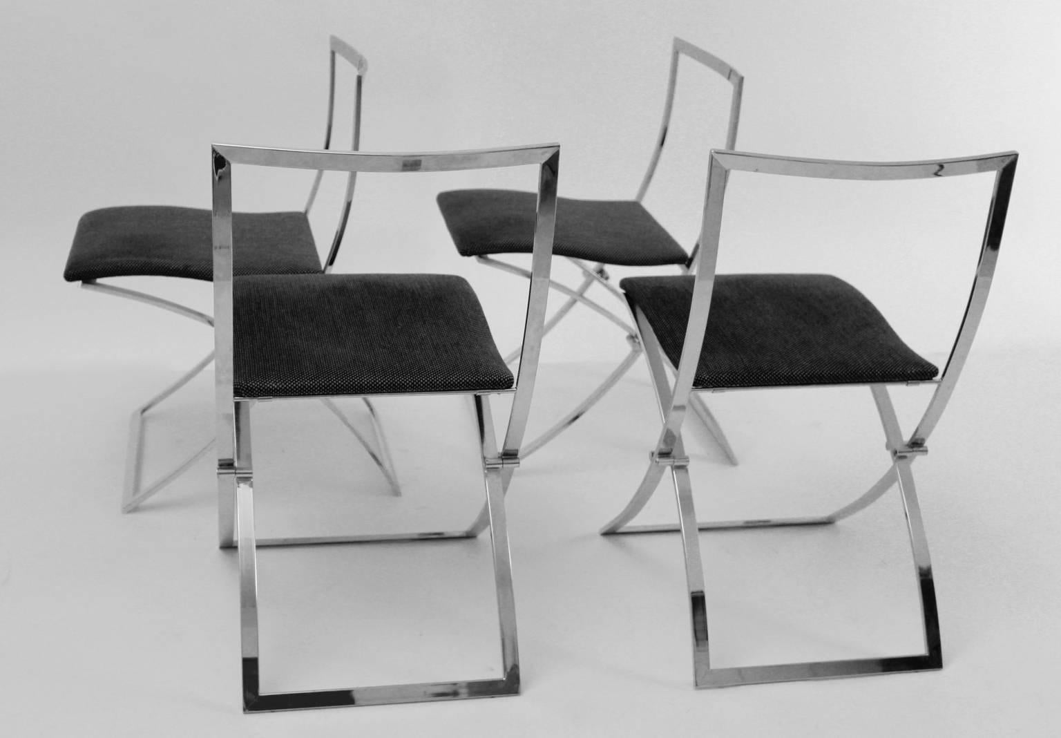 Mid-Century Modern Mid Century Modern Chromed Foldable Vintage Chairs by Marcello Cuneo 1970 Italy For Sale