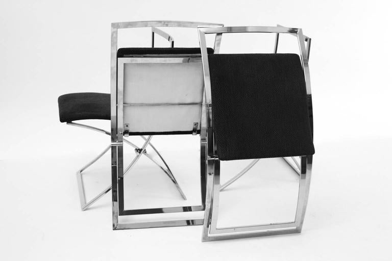 Italian Mid Century Modern Chromed Foldable Vintage Chairs by Marcello Cuneo 1970 Italy For Sale