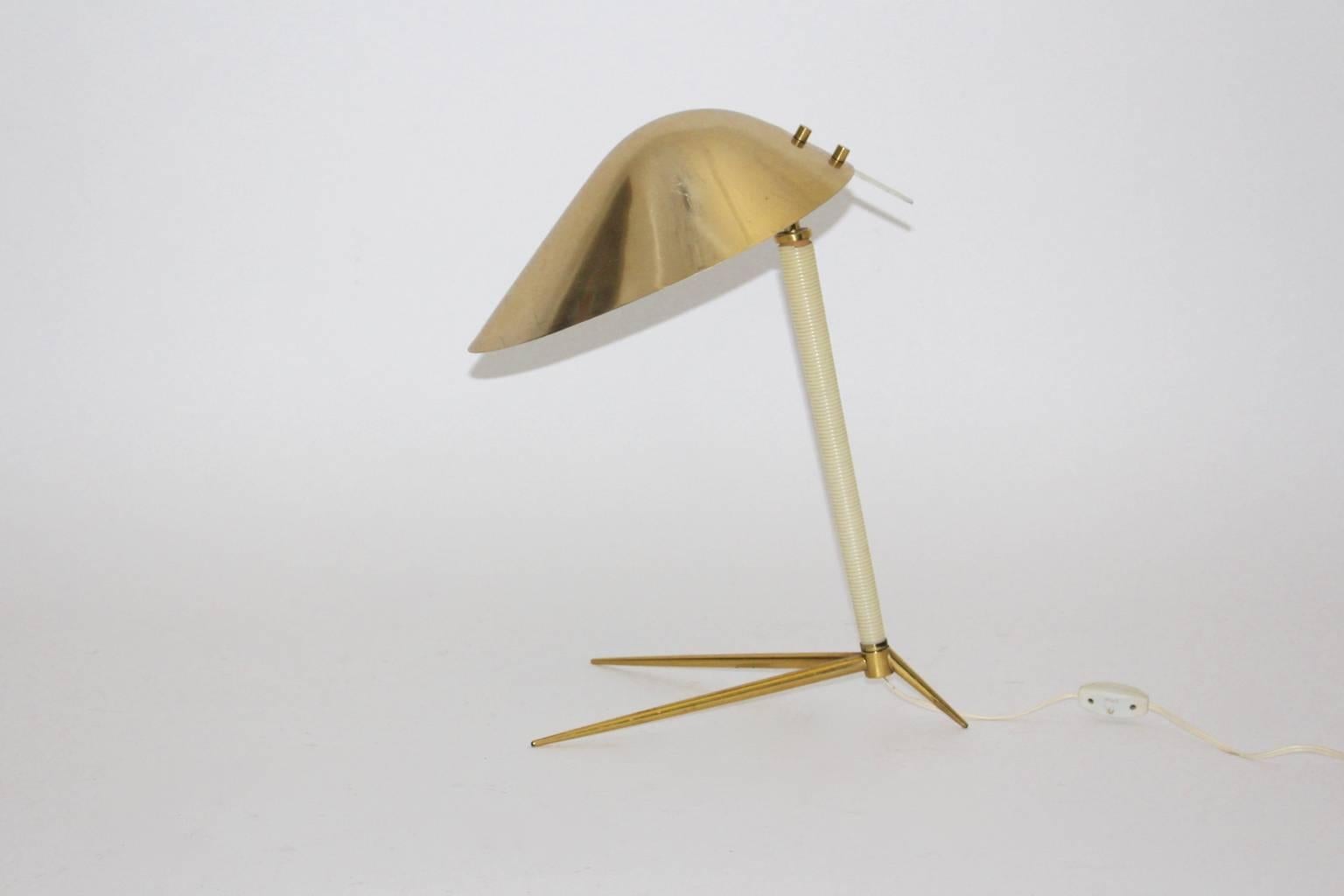 Mid-Century Modern Mid Century VintageBrass Table Lamp attr Gio Ponti for Fontana Arte, Italy, 1950