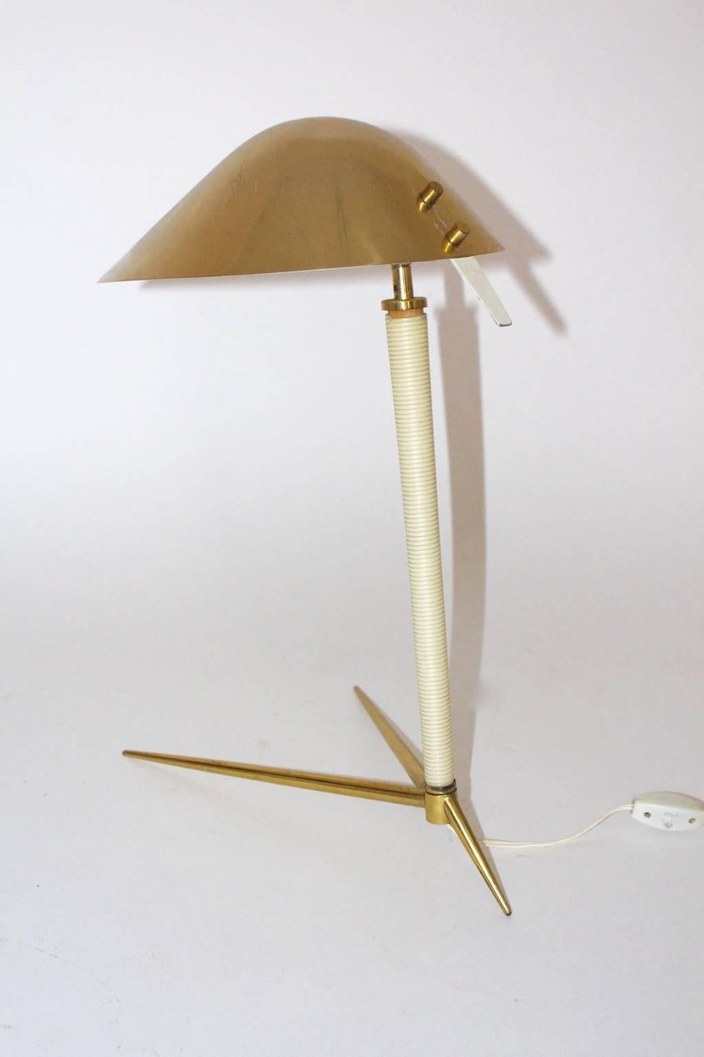 Mid Century VintageBrass Table Lamp attr Gio Ponti for Fontana Arte, Italy, 1950 In Good Condition In Vienna, AT