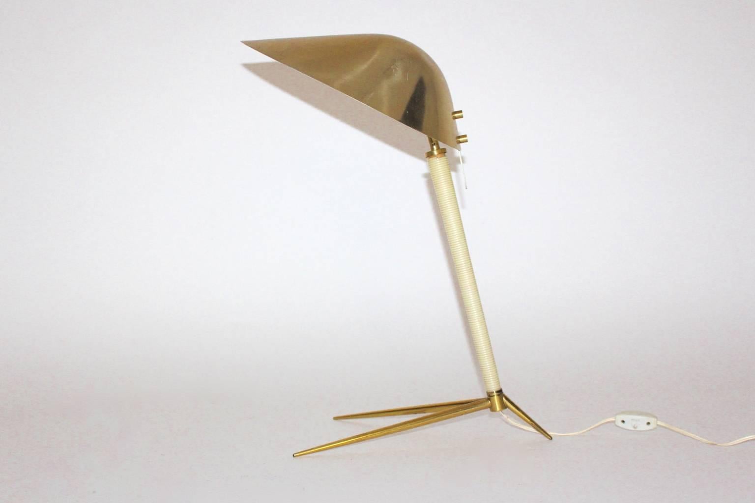 Mid Century VintageBrass Table Lamp attr Gio Ponti for Fontana Arte, Italy, 1950 1