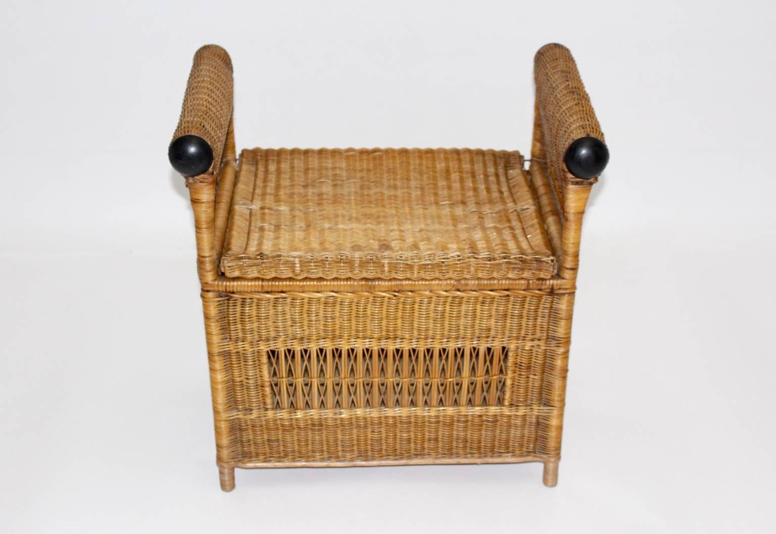 20th Century Wicker Bench by Prag Rudniker Korbwarenfabrikation Vienna, circa 1910