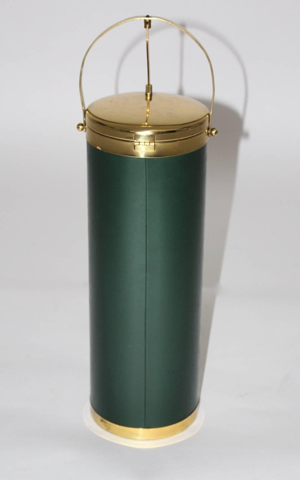 Mid-Century Modern Mid Century Modern Vintage Green and Brass Wine Cooler, circa  1950, Italy For Sale