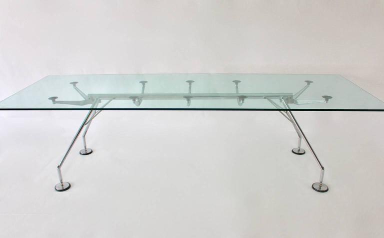 Modernist Vintage Chrome and Glass Dining Table Nomos by Sir Norman Foster 1986  For Sale 1