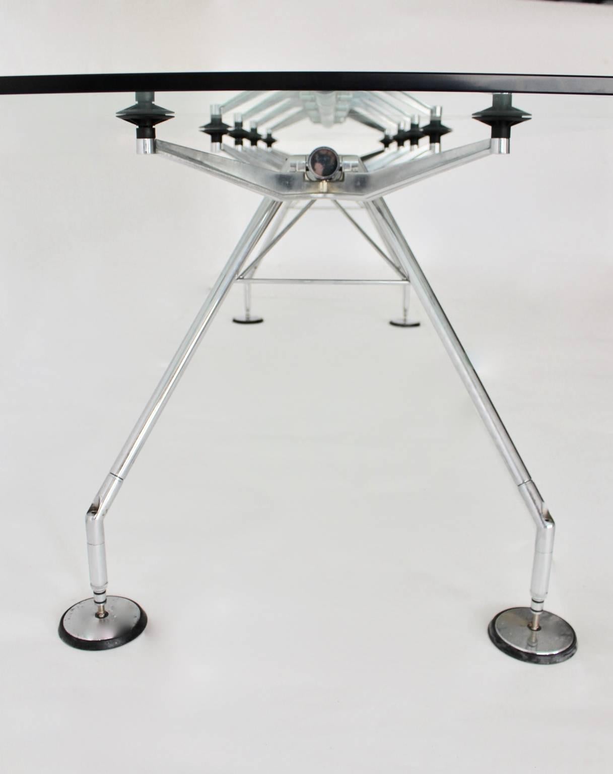 20th Century Modernist Vintage Chrome and Glass Dining Table Nomos by Sir Norman Foster 1986  For Sale