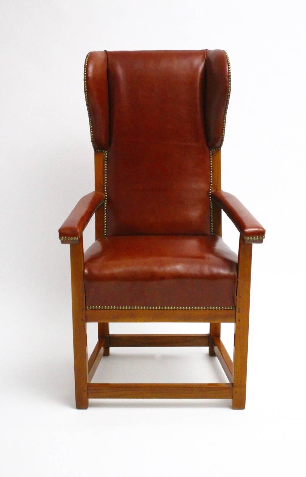 Austrian Biedermeier Vintage Cherrywood Wingback Chair, circa 1830 Austria