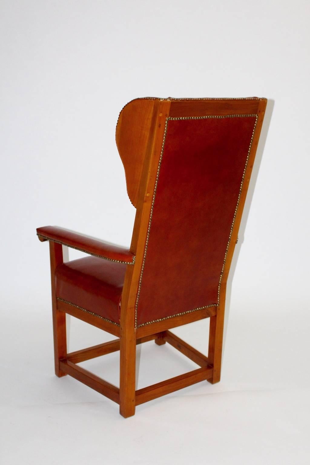 Biedermeier Vintage Cherrywood Wingback Chair, circa 1830 Austria In Good Condition In Vienna, AT