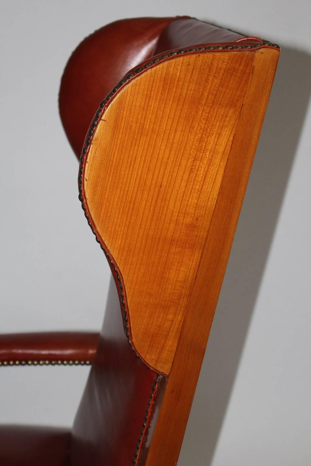 Biedermeier Vintage Cherrywood Wingback Chair, circa 1830 Austria 1