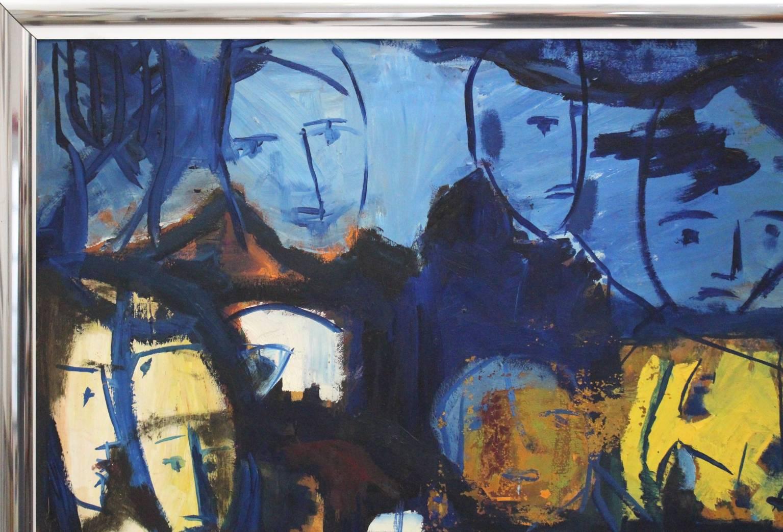 Pintura al óleo de mediados del siglo XX Vintage multicolor, 1963 en venta 3