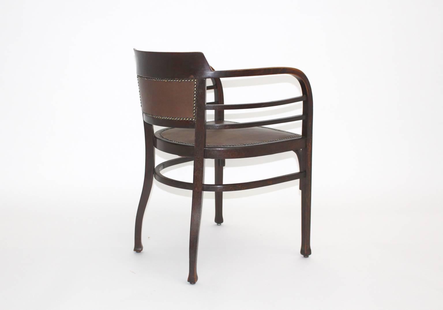 Austrian Jugendstil Vintage Beech Armchair Desk Chair Josef Olbrich Thonet Vienna c1902 For Sale