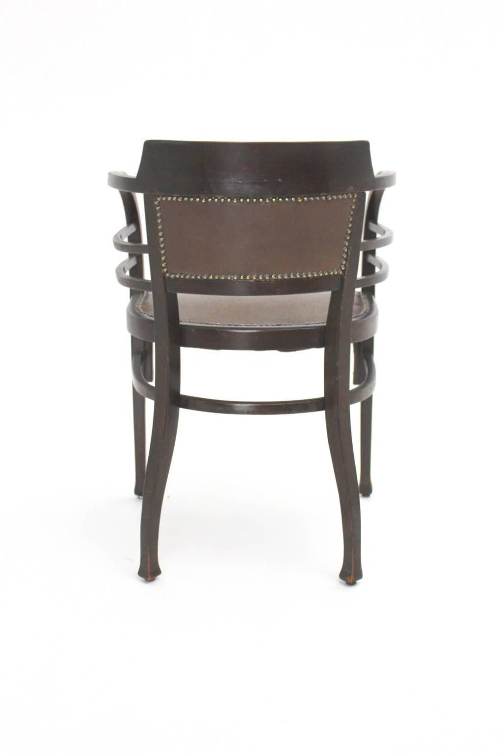 20th Century Jugendstil Vintage Beech Armchair Desk Chair Josef Olbrich Thonet Vienna c1902 For Sale