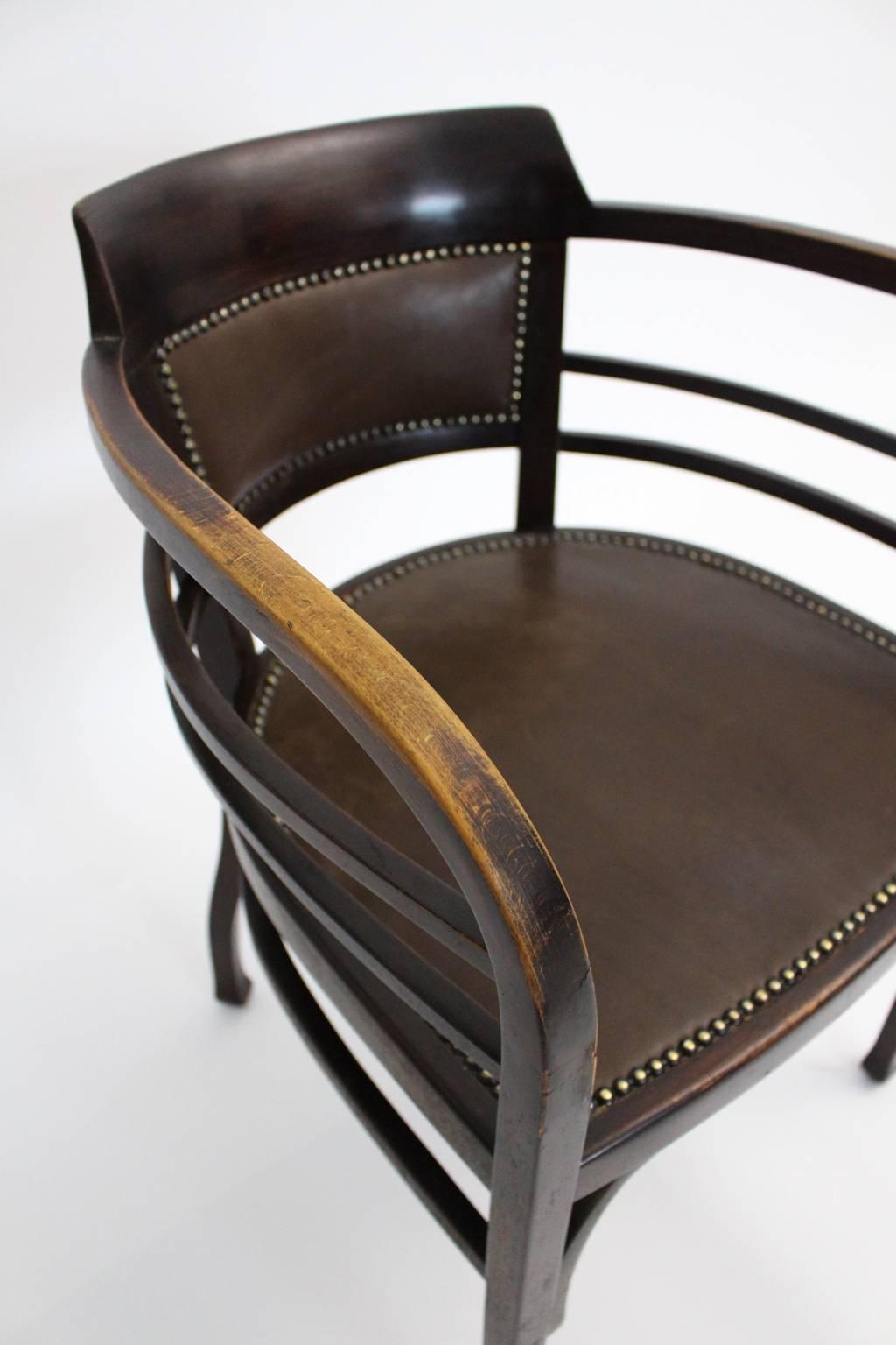 Jugendstil Vintage Beech Armchair Desk Chair Josef Olbrich Thonet Vienna c1902 For Sale 2