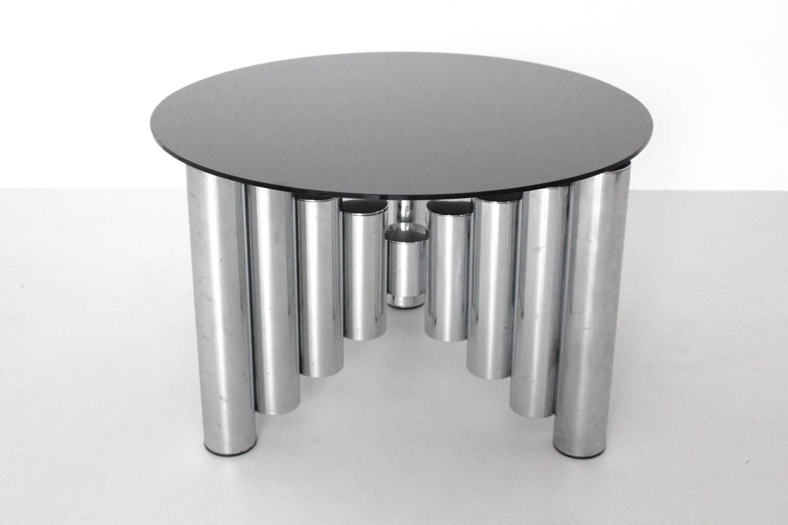 Mid-Century Modern Mid Century Modern Vintage Chromed Glass Manhattan Coffee Table, 1960s For Sale
