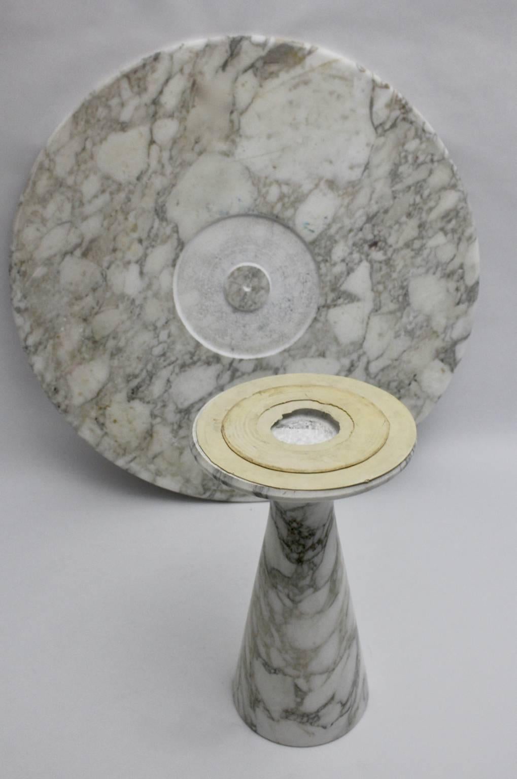 Angelo Mangiarotti, Marmor-Esstisch in Grau und Weiß, Vintage, T 70, 1969, Italien (Carrara-Marmor) im Angebot