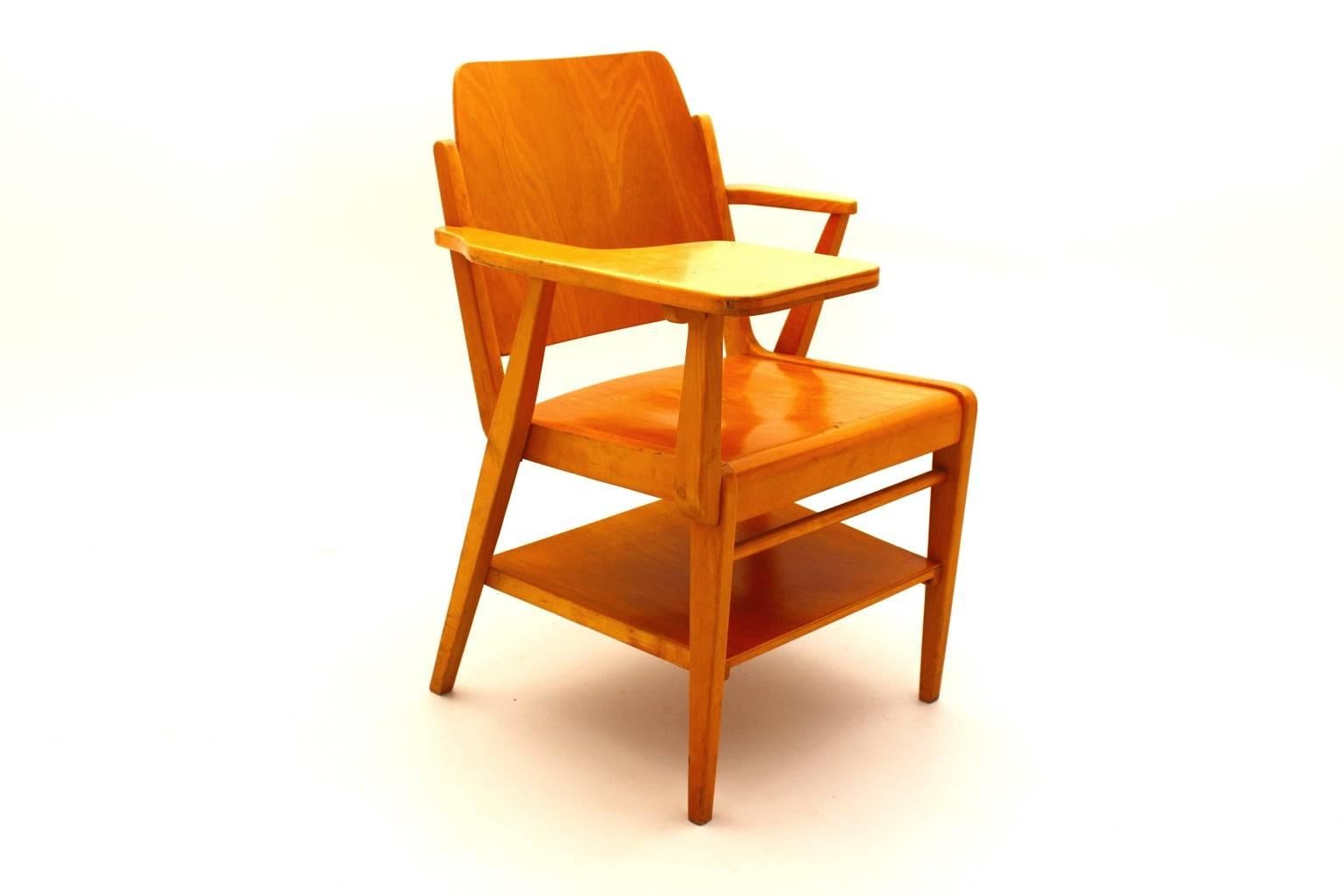 Mid-Century Modern Mid Century Modern Brown Vintage Beechwood Chair by Franz Schuster, 1959 For Sale