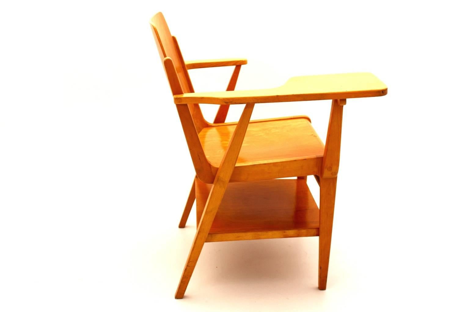 Brauner Vintage-Stuhl aus Buchenholz von Franz Schuster, Moderne der Mitte des Jahrhunderts, 1959 (Mitte des 20. Jahrhunderts) im Angebot