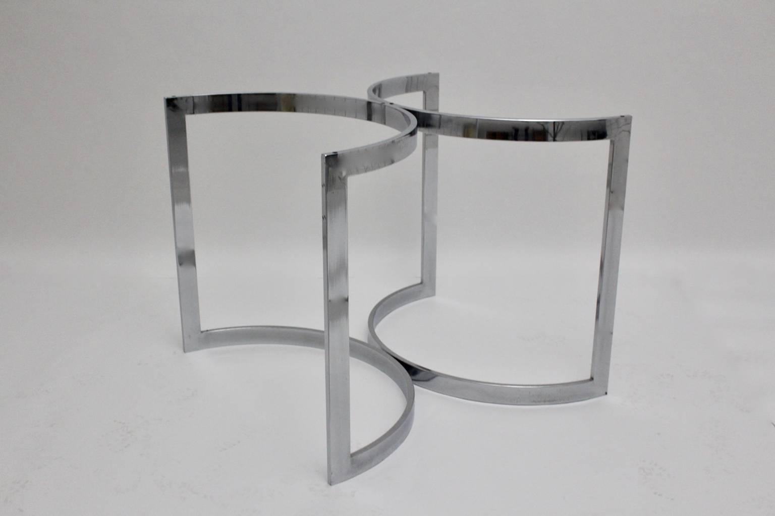 Late 20th Century Mid Century Modern Vintage Chrome Glass Dining Room Table, 1970, United Kingdom For Sale
