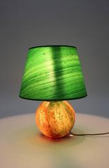 Mid Century Modern Vintage Green Burnt Orange Glass Table Lamp WMF Germany 1940s