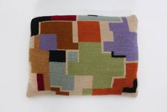 Bauhaus Style Hand Embroidery Wool Pillow with Geometric Design, 1920s