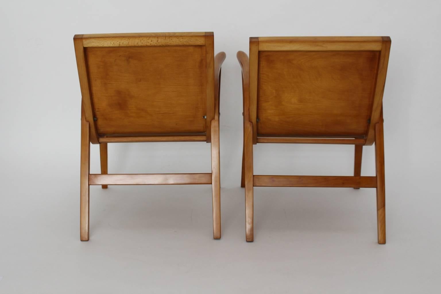 Mid-Century Modern Buche Vintage Roland Rainer Lounge Chairs, 1952, Wien (Buchenholz) im Angebot