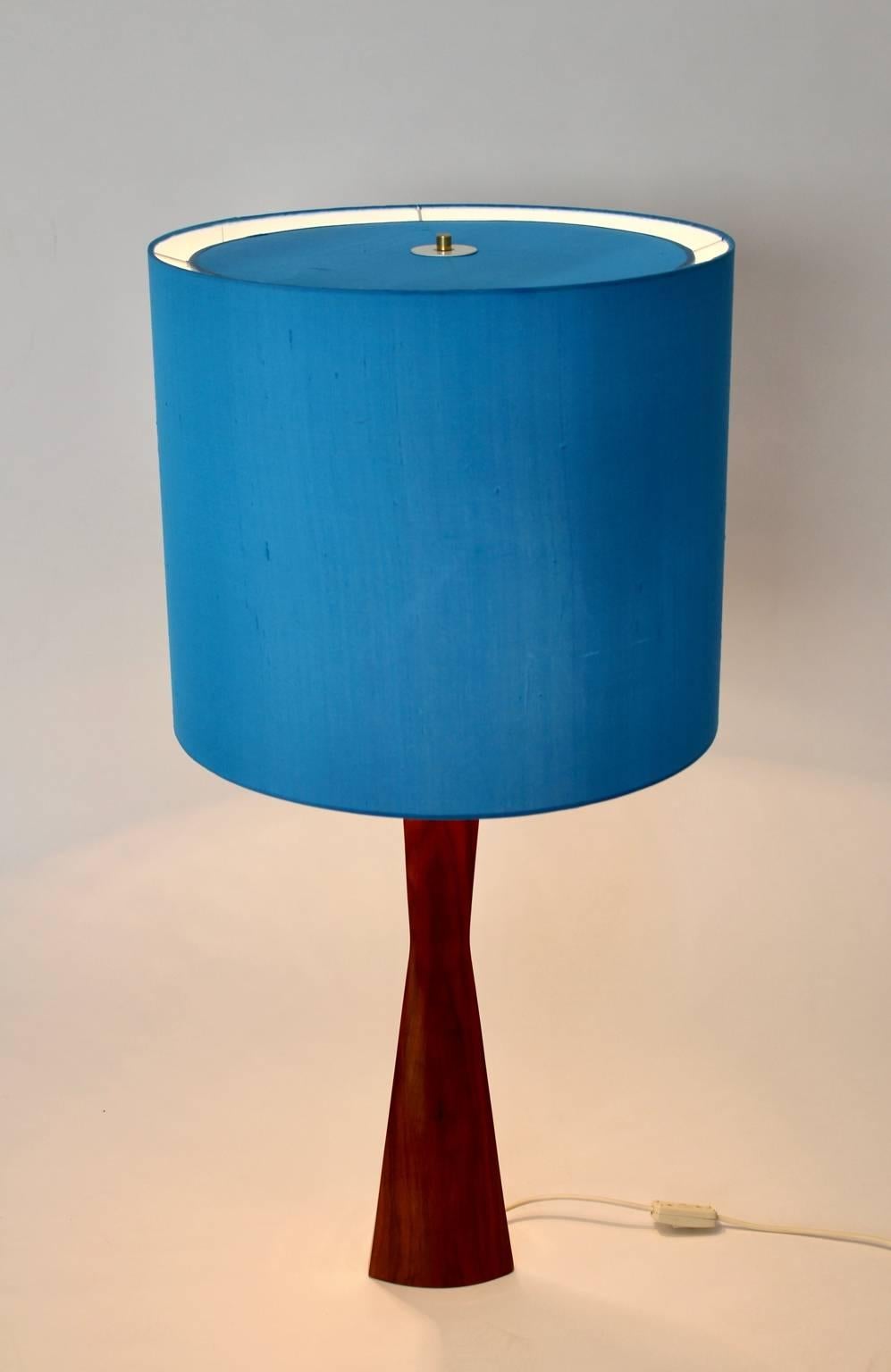 Danish Scandinavian Modern Teak Blue Table Lamp or Floor Lamp, 1960s, Denmark