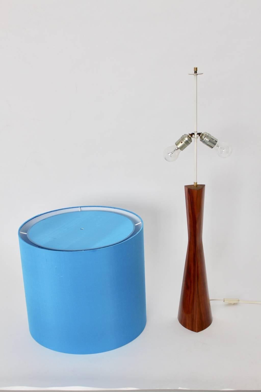 Mid-20th Century Scandinavian Modern Teak Blue Table Lamp or Floor Lamp, 1960s, Denmark