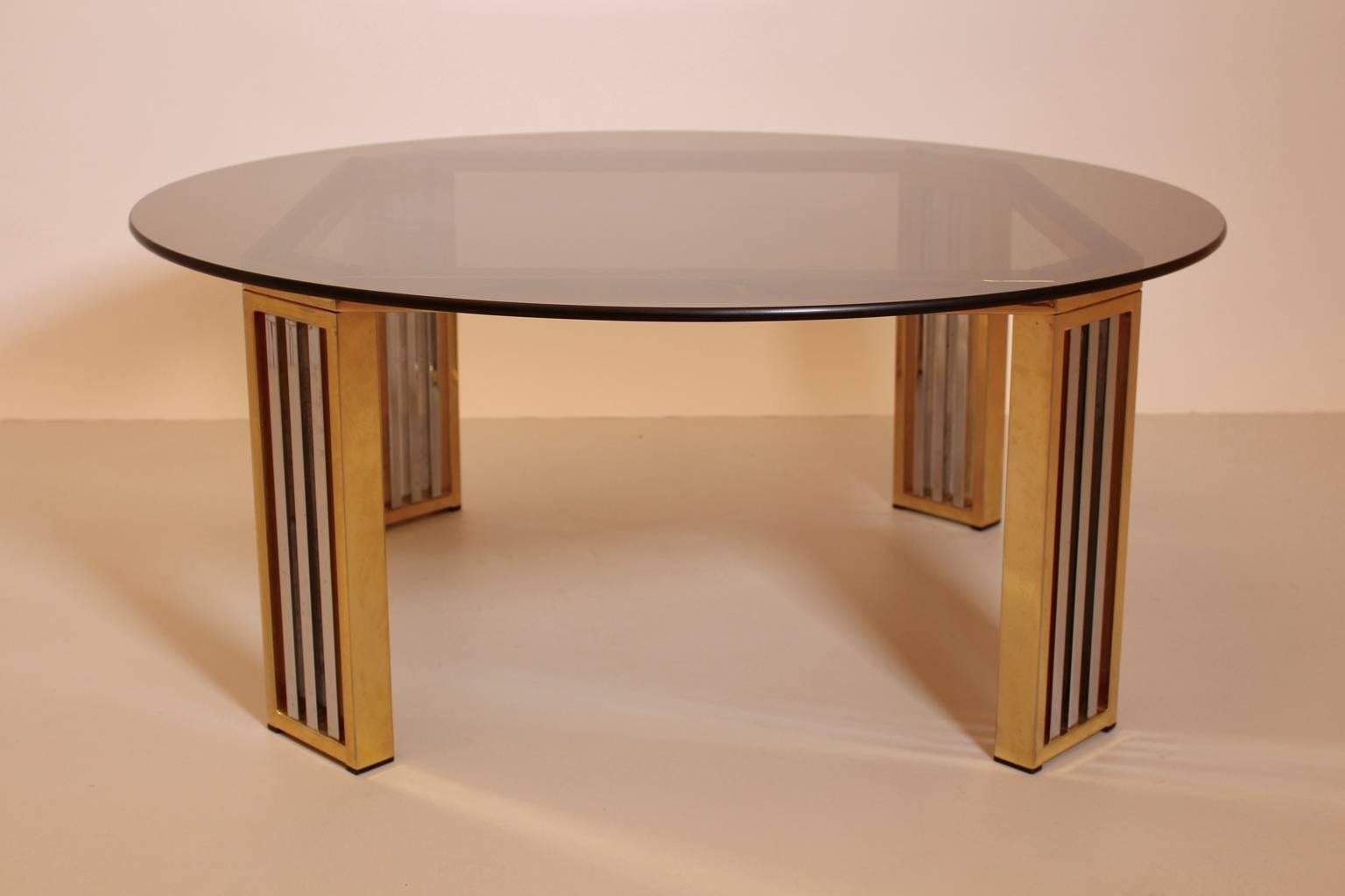 Mid-Century Modern Table basse moderne du milieu du siècle dernier en chrome et laiton Italie, vers 1970 en vente