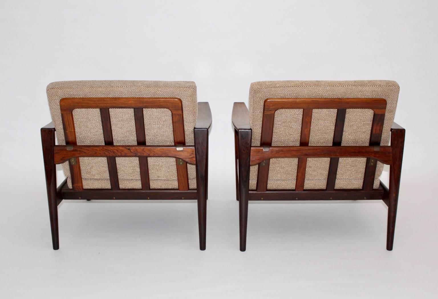 Danish Scandinavian Modern Teak Vintage Lounge Chairs Arne Wahl Iversen, 1960, Denmark