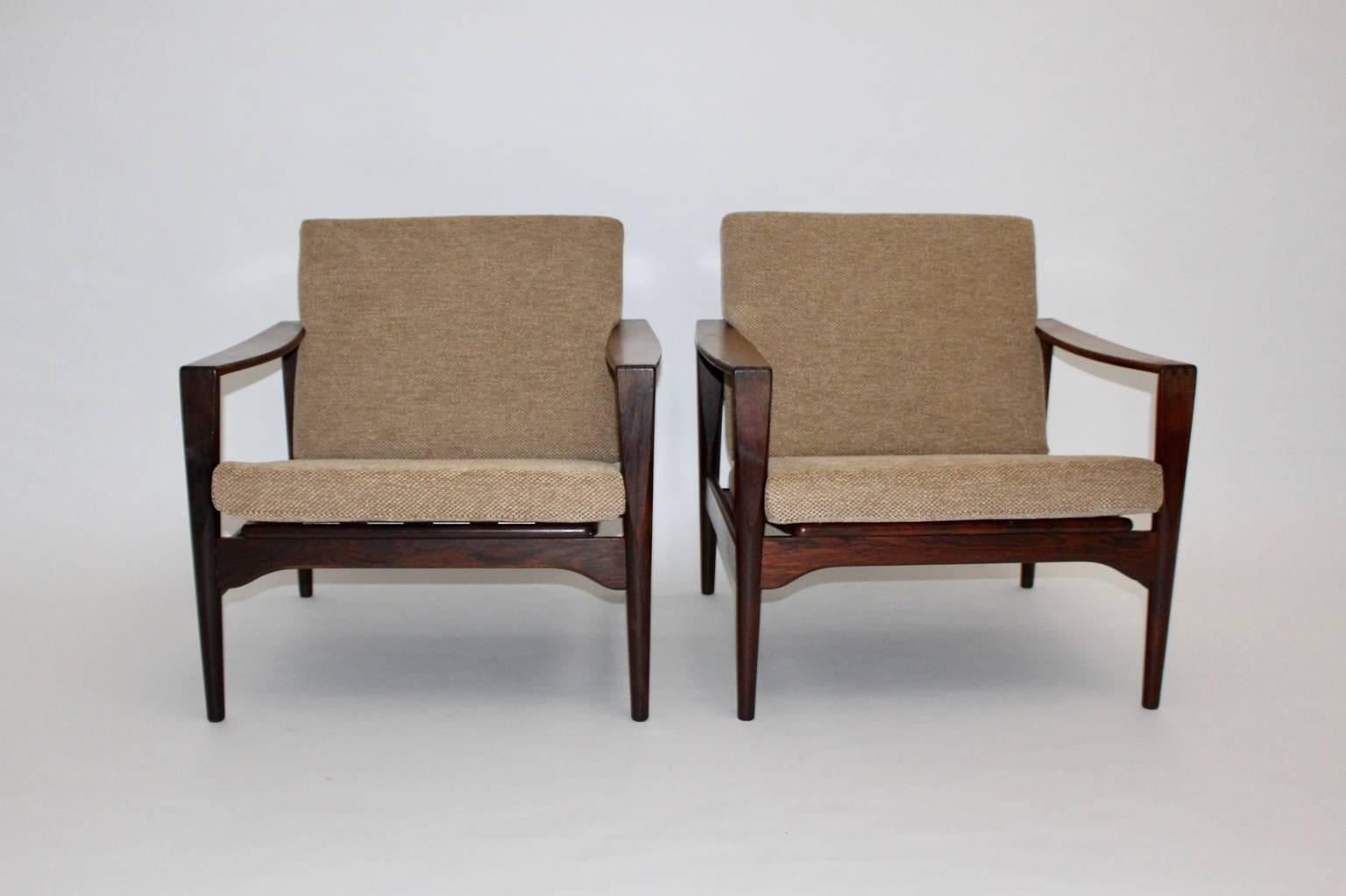 Scandinavian Modern Teak Vintage Lounge Chairs Arne Wahl Iversen, 1960, Denmark In Good Condition In Vienna, AT