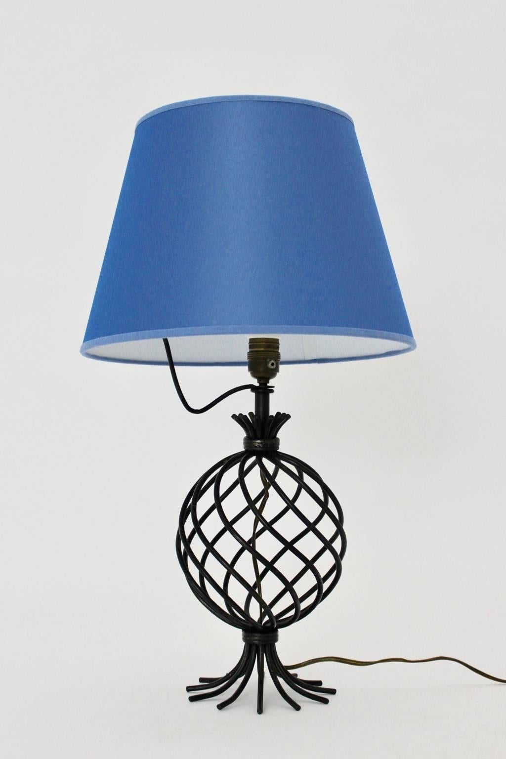 20th Century Mid-Century Modern Vintage Metal Table Lamp, France, 1950 For Sale