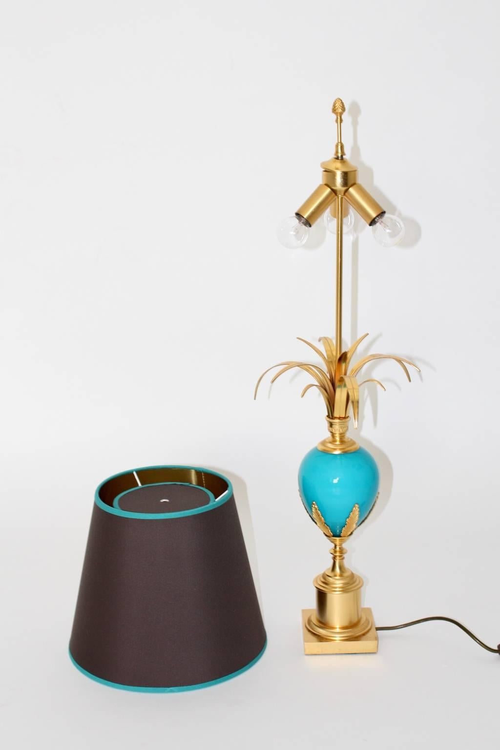 20th Century Turquoise Table Lamp in the Style of Maison Charles, France, circa 1970