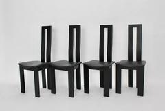 Mid Century Modern Black Vintage Dining Chairs by Pietro Costantini 1970 Italy