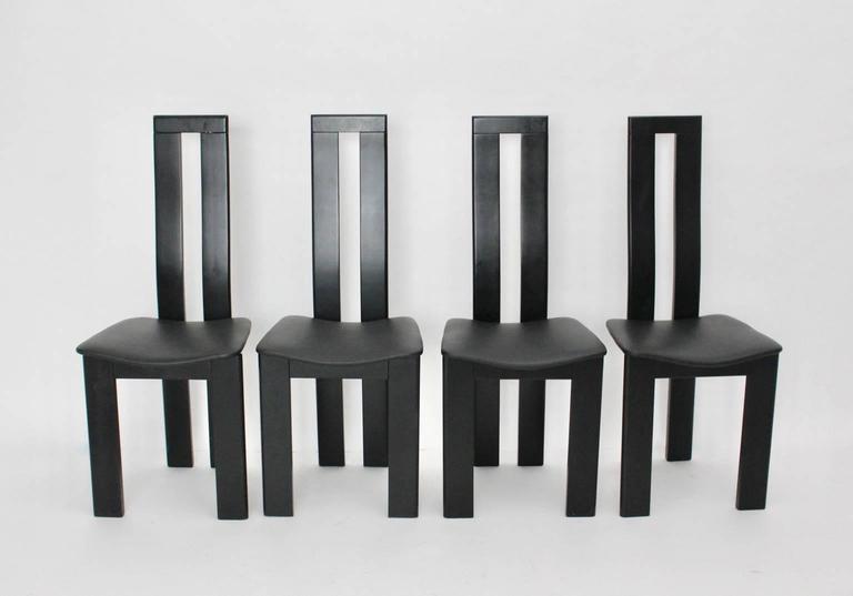 Mid-Century Modern Mid Century Modern Black Vintage Dining Chairs by Pietro Costantini 1970 Italy For Sale