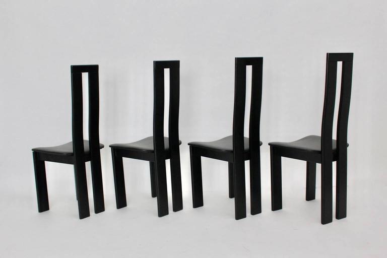 Mid Century Modern Black Vintage Dining Chairs by Pietro Costantini 1970 Italy In Good Condition For Sale In Vienna, AT