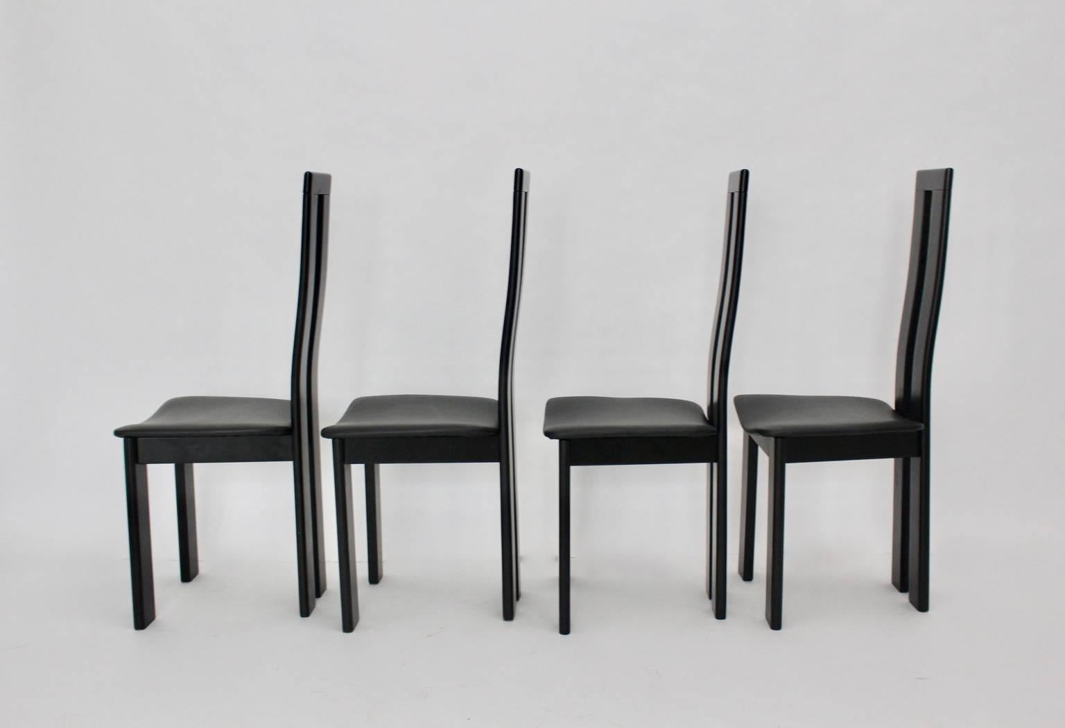 Mid-Century Modern Mid Century Modern Black Vintage Dining Chairs by Pietro Costantini 1970 Italy For Sale