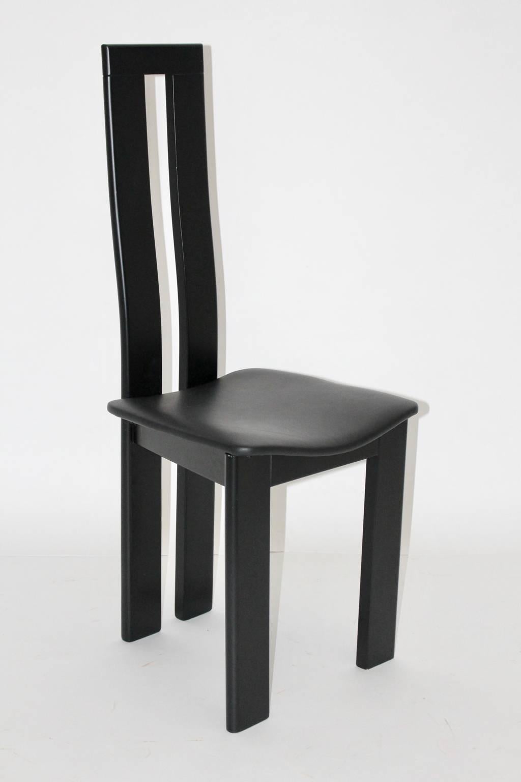 Italian Mid Century Modern Black Vintage Dining Chairs by Pietro Costantini 1970 Italy For Sale