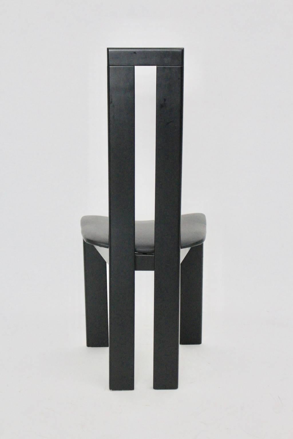 20th Century Mid Century Modern Black Vintage Dining Chairs by Pietro Costantini 1970 Italy For Sale