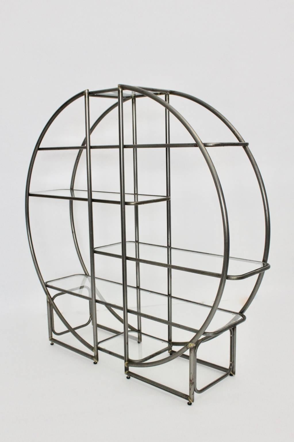 Art Deco Tube Steel Shelf or Room Divider, circa 1925 1