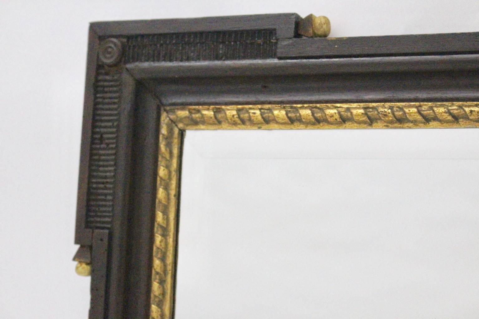 Late 18th Century Antique Wall Mirror Rectangular Oak Wood Golden Louis Seize circa 1780, Austria For Sale