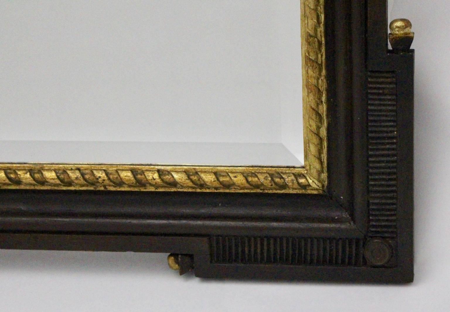 Antique Wall Mirror Rectangular Oak Wood Golden Louis Seize circa 1780, Austria For Sale 1