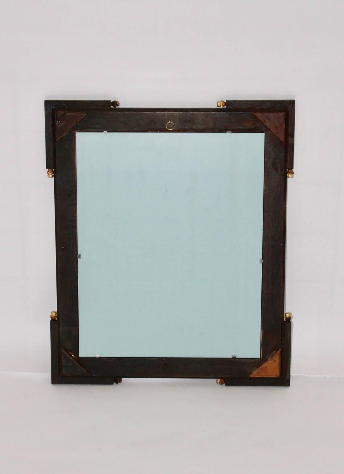 Antique Wall Mirror Rectangular Oak Wood Golden Louis Seize circa 1780, Austria For Sale 3