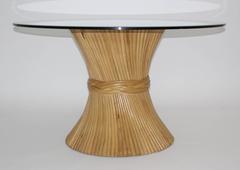 Organic Vintage Bamboo Dining Table Sheaf of Wheat Mc Guire c 1970