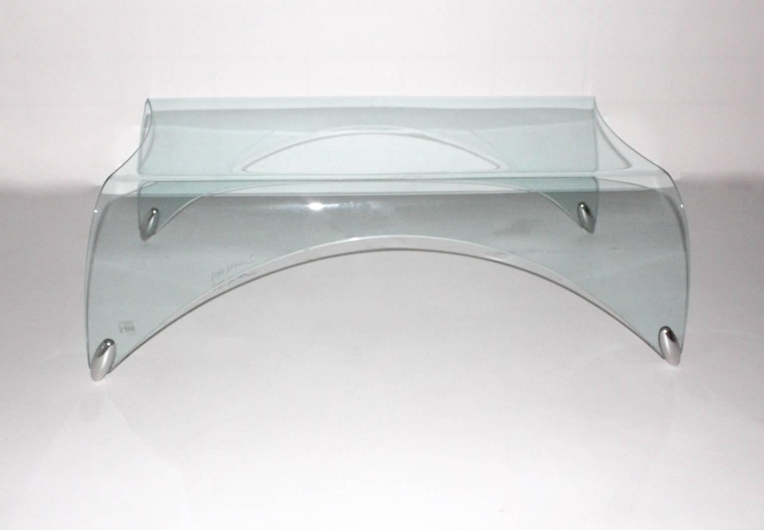 Modernist Glass Vintage Coffee Table Sofa Table Massimo Iosa Ghini, 20th Century 1