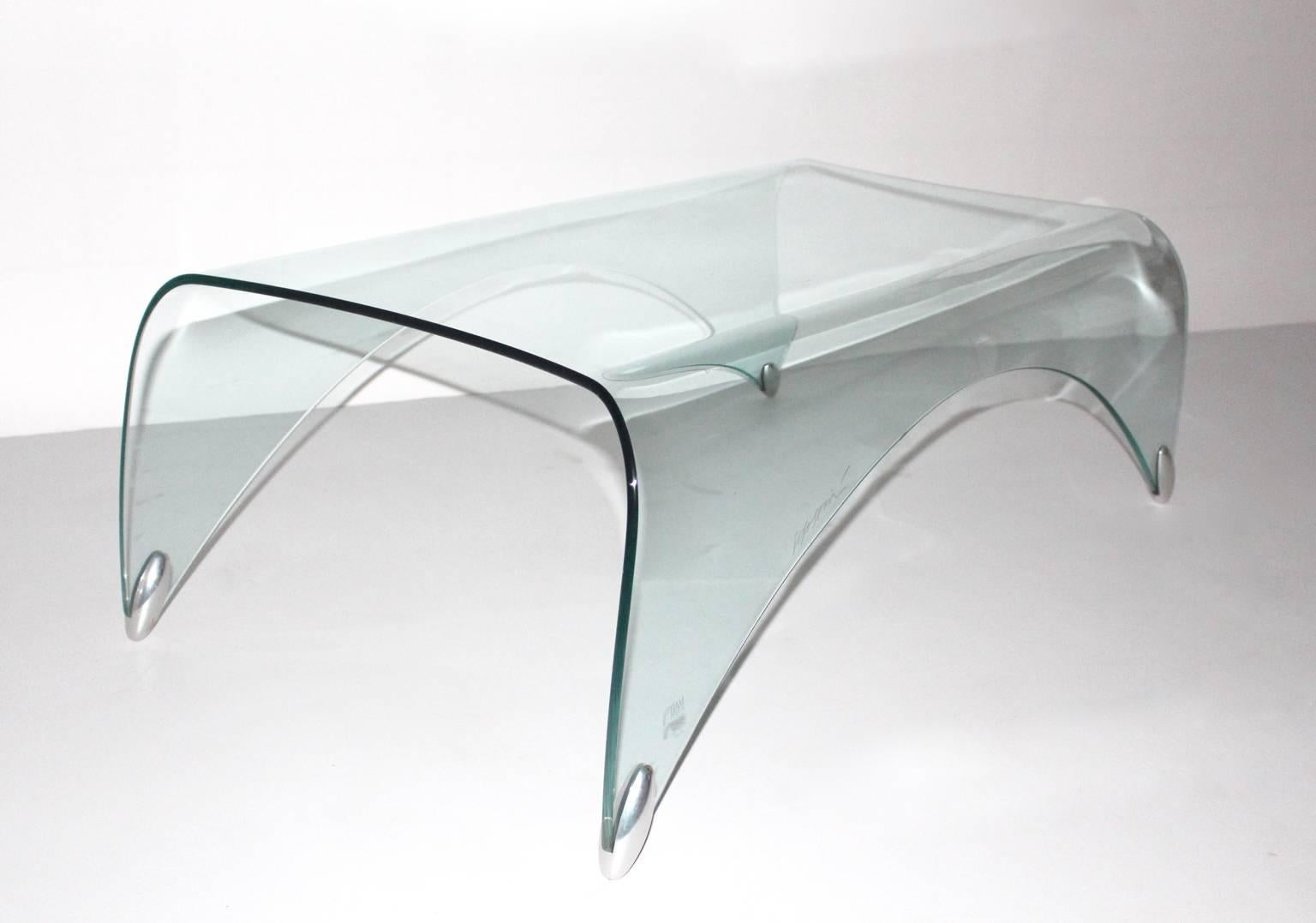 Modernist Glass Vintage Coffee Table Sofa Table Massimo Iosa Ghini, 20th Century 2