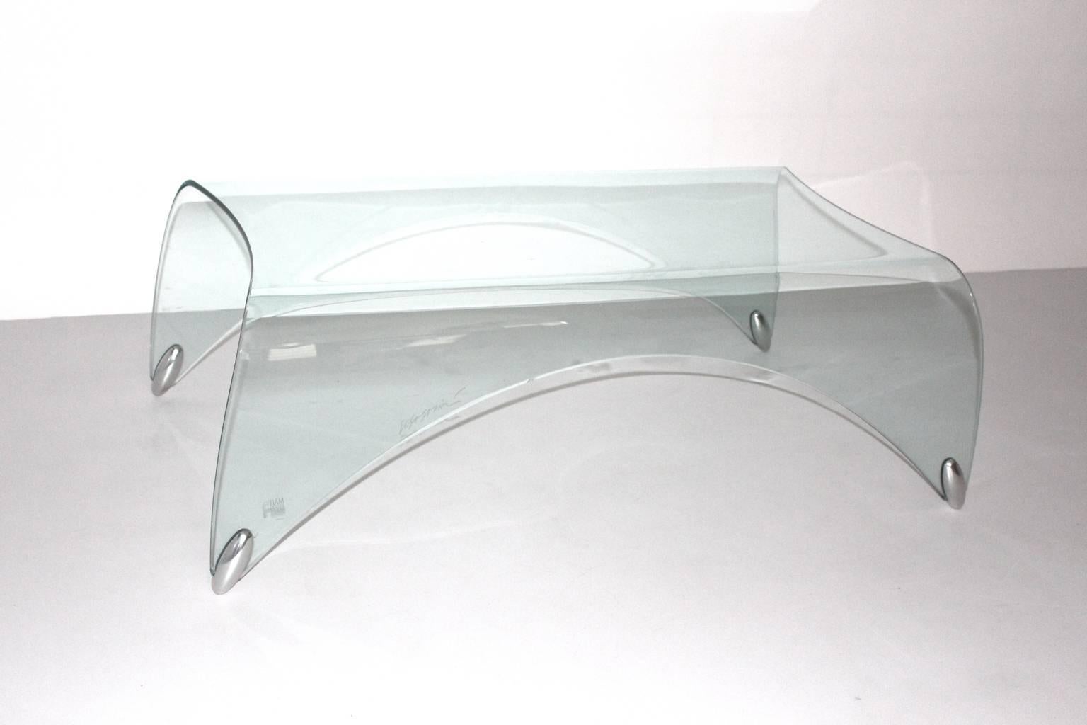 Modernist Glass Vintage Coffee Table Sofa Table Massimo Iosa Ghini, 20th Century 3